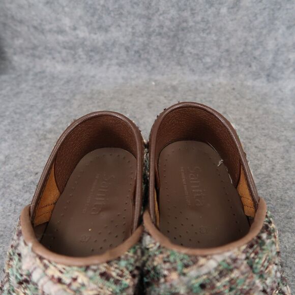 Sanita Shoes Womens 37 Clog Slip On Danish Woven Textile Brown Teal Comfort Walk - Picture 15 of 16